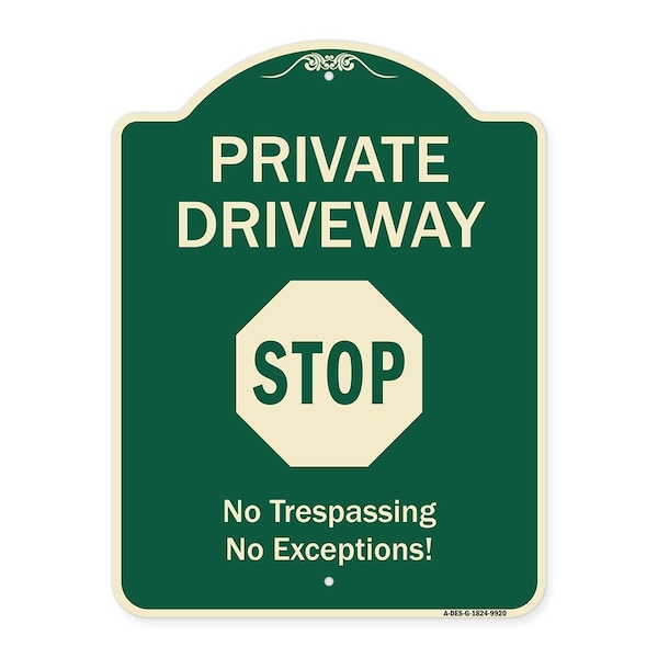 Designer Series-Private Driveway Stop Green Heavy-Gauge Aluminum, 24" H, G-1824-9920